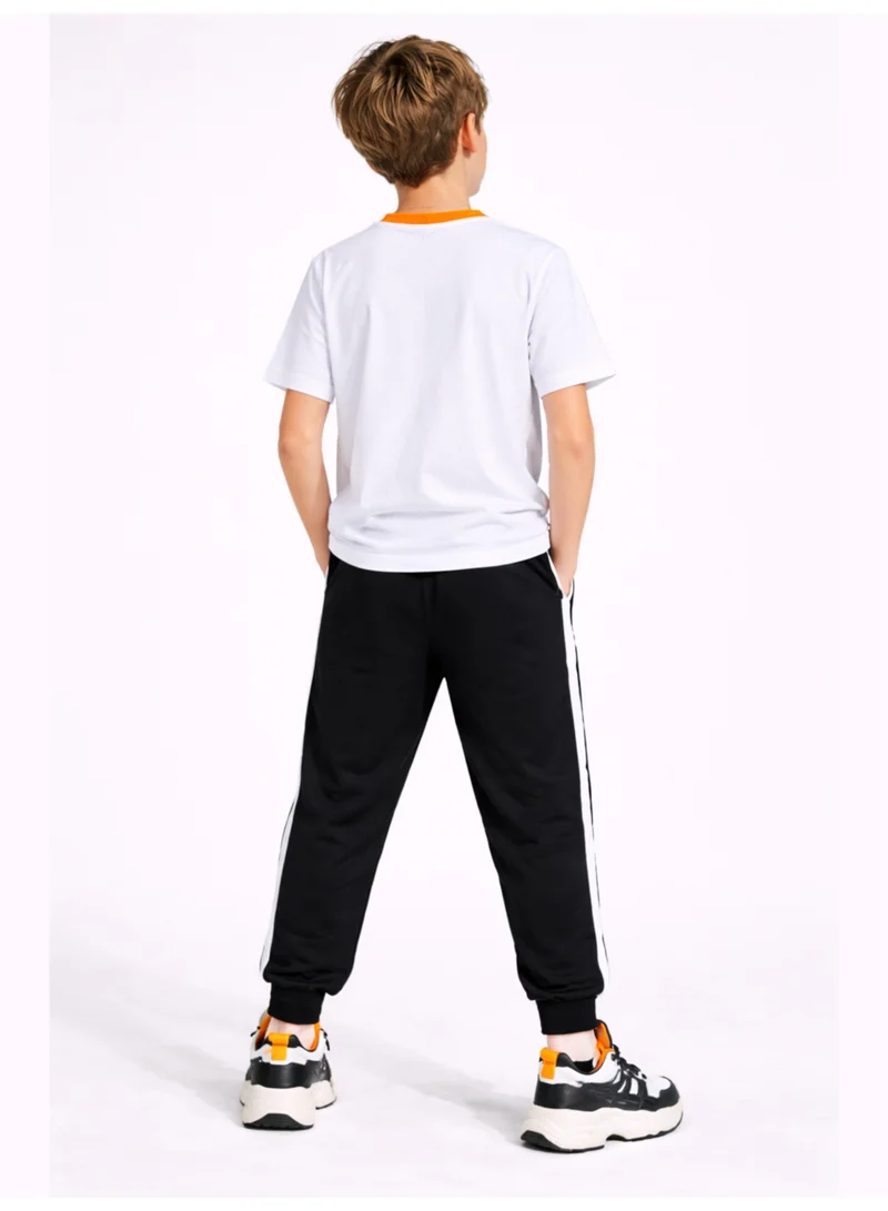 victor and jane Boys Basketball Print T-Shirt & Black Joggers Set
